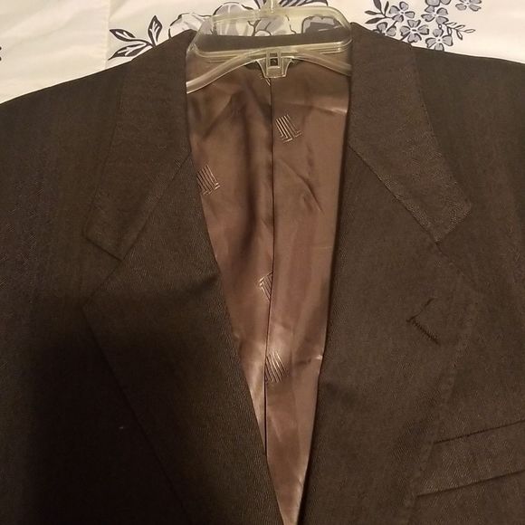 Lanvin Paris Brown Virgin Wool 2 Button Blazer Made In USA 40R Pattern - Picture 3 of 16